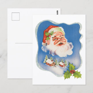 Vintage Christmas, Retro Jolly Santa Claus Holiday Postcard