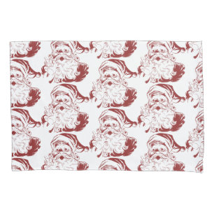 Vintage Christmas, Retro Jolly Santa Claus in Red Pillowcase