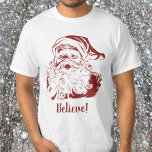 Vintage Christmas, Retro Jolly Santa Claus in Red T-Shirt<br><div class="desc">Vintage illustration Merry Christmas holiday image featuring a jolly Santa Claus in red. Classic retro 50s kitsch! Ho Ho Ho! I believe ... </div>