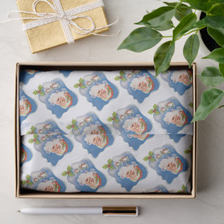 Vintage Christmas, Retro Jolly Santa Claus Tissue Paper
