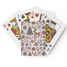 Vintage Christmas Retro Tree Gift Playing Cards