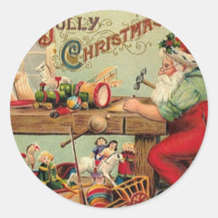 Vintage Christmas Retro Xmas Personalised Classic Round Sticker