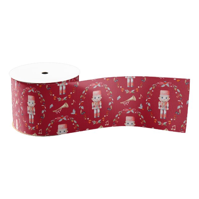 Vintage Christmas Ribbon with Soldier Grosgrain Ribbon (Spool)
