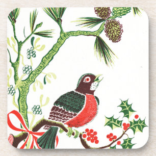 Vintage Christmas Robin Coaster