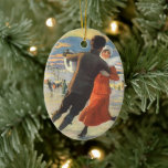 Vintage Christmas, Romantic Couple Ice Skating Ceramic Tree Decoration<br><div class="desc">Vintage illustration Merry Christmas holiday sports image featuring a man and woman in love ice skating. Love and romance on Christmas Day. Very romantic!</div>