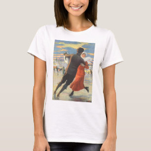 Vintage Christmas, Romantic Couple Ice Skating T-Shirt