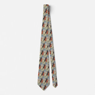 Vintage Christmas, Romantic Couple Ice Skating Tie