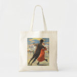 Vintage Christmas, Romantic Couple Ice Skating Tote Bag<br><div class="desc">Vintage illustration Merry Christmas holiday sports image featuring a man and woman in love ice skating. Love and romance on Christmas Day. Very romantic!</div>