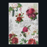Vintage Christmas Rose Joyeux Noel Ephemera<br><div class="desc">Elegant and richly-detailed vintage Christmas floral seamless composition featuring "Joyeux Noel" typography,  handwritten script,  postage graphic,  holly,  mistletoe,  and deep red and ivory roses on aged parchment background.</div>