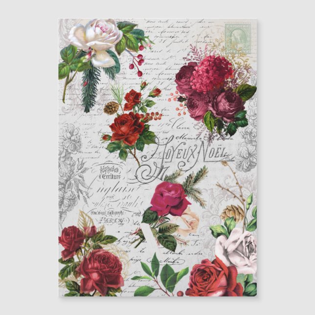 Vintage Christmas Rose Joyeux Noel Ephemera (Front)