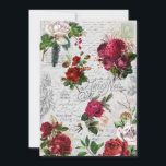 Vintage Christmas Rose Joyeux Noel Ephemera Holiday Card<br><div class="desc">Elegant and richly-detailed vintage Christmas floral seamless composition featuring "Joyeux Noel" typography,  handwritten script,  postage graphic,  holly,  mistletoe,  and deep red and ivory roses on aged parchment background.</div>