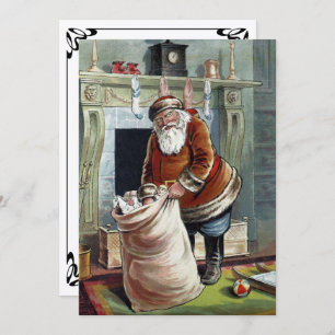 Vintage Christmas, Saint Nicholas by the Fireplace Invitation