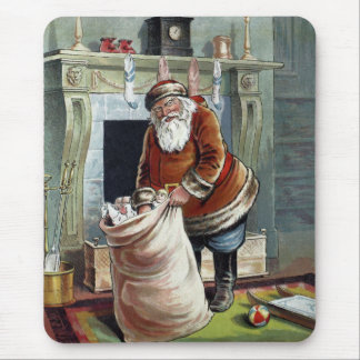 Vintage Christmas, Saint Nicholas by the Fireplace Mouse Pad