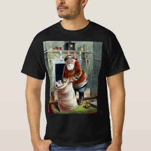 Vintage Christmas, Saint Nicholas by the Fireplace T-Shirt