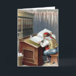 Vintage Christmas, Saint Nicholas Naughty or Nice  Card<br><div class="desc">Vintage illustration Victorian Era Christmas design featuring an old world Santa Claus reviewing his Naughty or Nice List on Christmas Eve.</div>