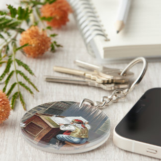 Vintage Christmas, Saint Nicholas Naughty or Nice  Key Ring
