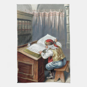 Vintage Christmas, Saint Nicholas Naughty or Nice  Tea Towel