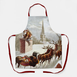 Vintage Christmas, Saint Nicholas on the Rooftop Apron