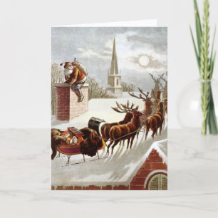 Vintage Christmas, Saint Nicholas on the Rooftop Card