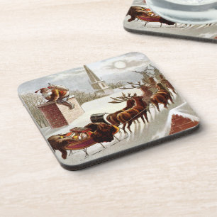 Vintage Christmas, Saint Nicholas on the Rooftop Coaster