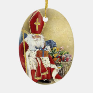 Vintage Christmas Saint Nicholas Santa Claus Ceramic Tree Decoration