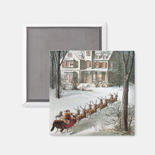 Vintage Christmas, Saint Nicholas with Reindeer Magnet