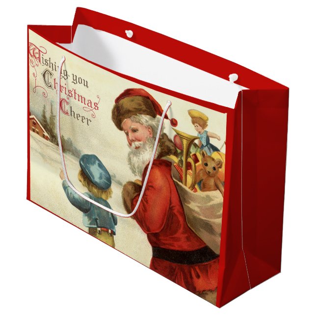 Vintage Christmas Santa and Child party bag (Front Angled)