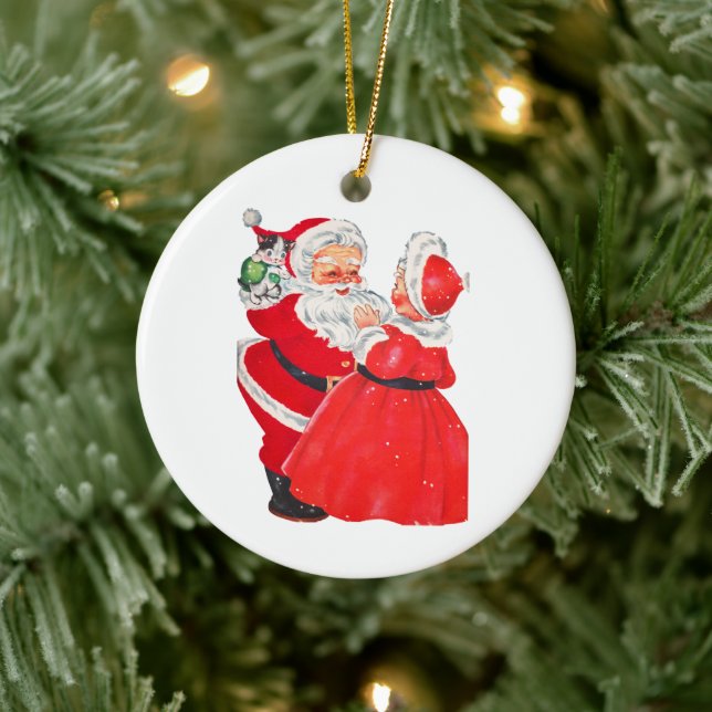 vintage Christmas Santa and Mrs. Claus Ceramic Tree Decoration (Tree)