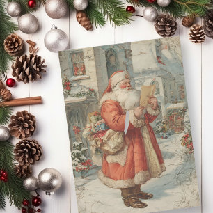 Vintage Christmas Santa at North Pole Tissue Paper