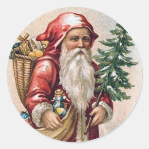Vintage Christmas - Santa Classic Round Sticker