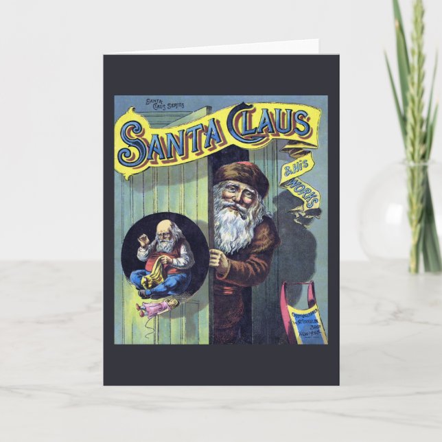 Vintage Christmas, Santa Claus and His Works Book Holiday Card (Front)
