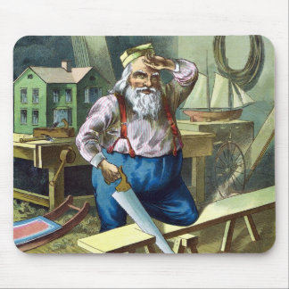Vintage Christmas, Santa Claus Building Toys Saw Mouse Pad