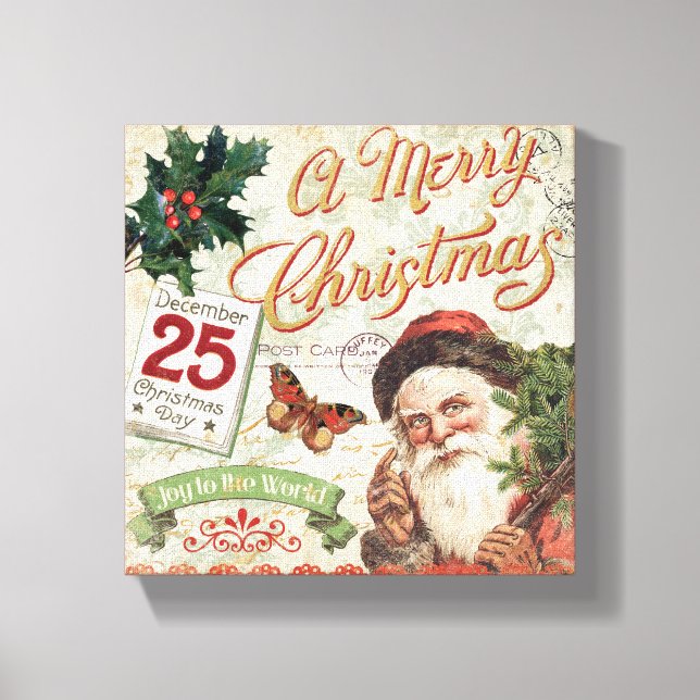 Vintage Christmas Santa Claus Canvas Print (Front)