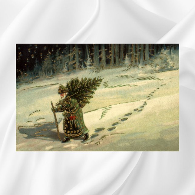 Vintage Christmas, Santa Claus Carrying a Tree Poster (Creator Uploaded)