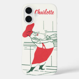 Vintage Christmas, Santa Claus Chef and Turkey iPhone 16 Case