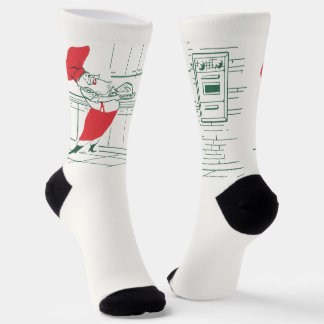 Vintage Christmas, Santa Claus Chef and Turkey Socks