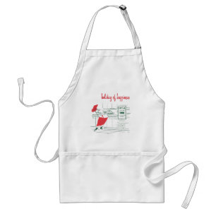 Vintage Christmas, Santa Claus Chef and Turkey Standard Apron