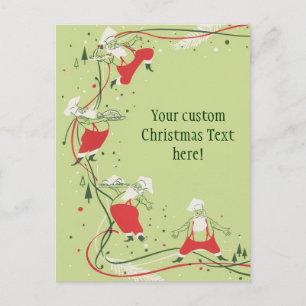 Vintage Christmas, Santa Claus Chef with Dinner Holiday Postcard