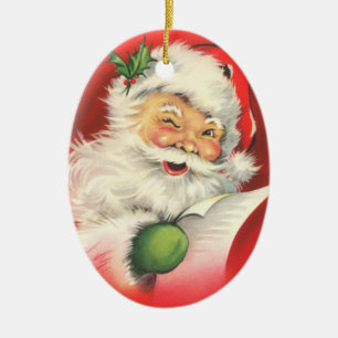 Vintage Christmas Santa Claus Customisable Ceramic Tree Decoration