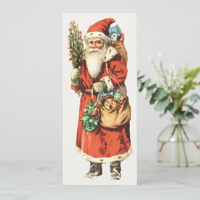 Vintage Christmas, Santa Claus Die Cut Image Invitation (Standing Front)