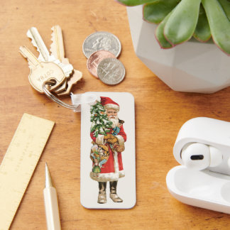 Vintage Christmas, Santa Claus Die Cut Image Key Ring
