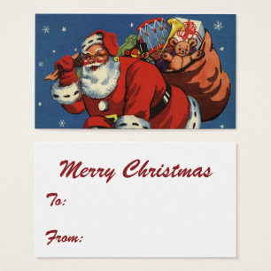 Vintage Christmas, Santa Claus Down Chimney w Toys