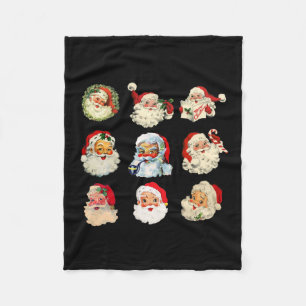 Vintage christmas santa claus faces fun old fashio fleece blanket