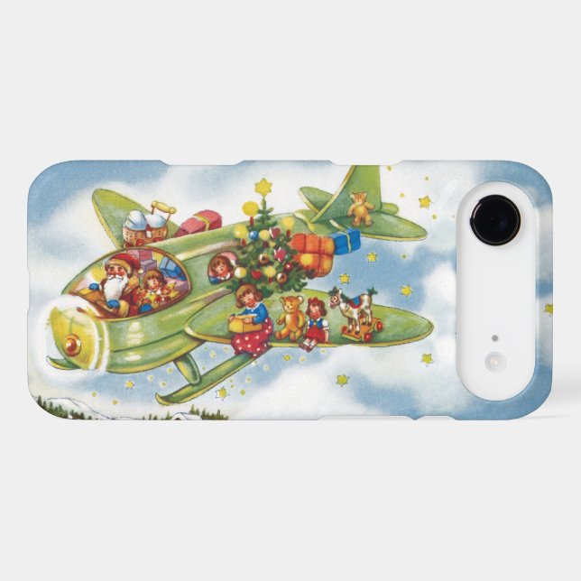 Vintage Christmas, Santa Claus Flying an Aeroplane (Back (Horizontal))