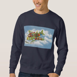 Vintage Christmas, Santa Claus Flying an Aeroplane Sweatshirt