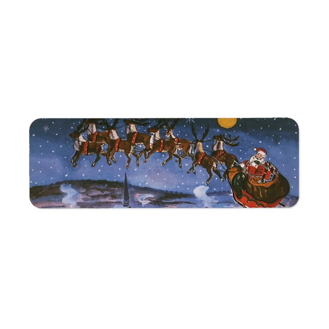 Vintage Christmas Santa Claus Flying His Sleigh (Front)