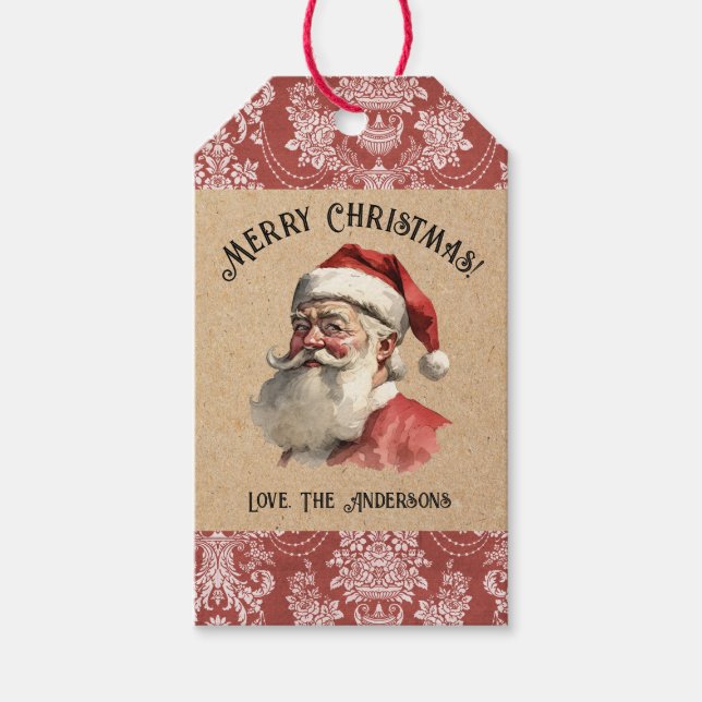 Vintage Christmas Santa Claus Gift Tag (Front)