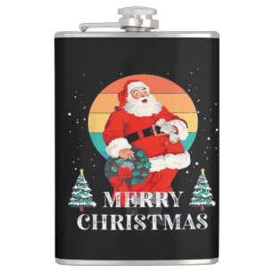 Vintage Christmas Santa Claus Gifts Boys Kids Clas Hip Flask