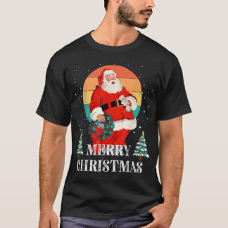 Vintage Christmas Santa Claus Gifts Boys Kids Xmas T-Shirt