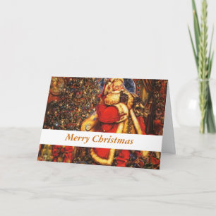 Vintage Christmas Santa Claus happy holiday gift. Card